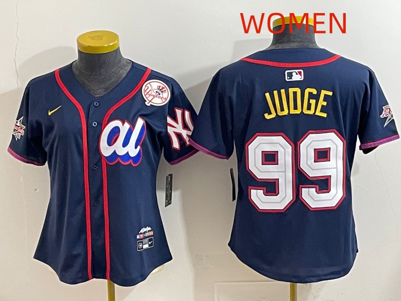 Women  2025 New York Yankees #99 Judge dark Blue All star Nike MLB Jersey style 003